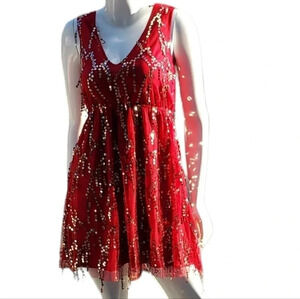 NWT SFC Southern Fried Chics Shimmy Cocktail Party Wine Gold Sequin Dress Sz XS